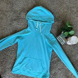 Garage sweatshirt with extended hooded neck